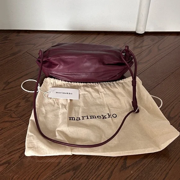 Marimekko wine red Leather KARLA Crossbody Bag - Picture 2 of 6